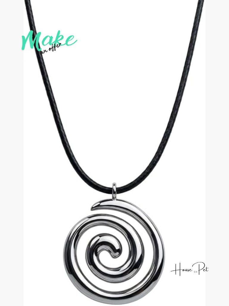 Y2k Swirl Pendant Necklace With Adjustable Leather Cord